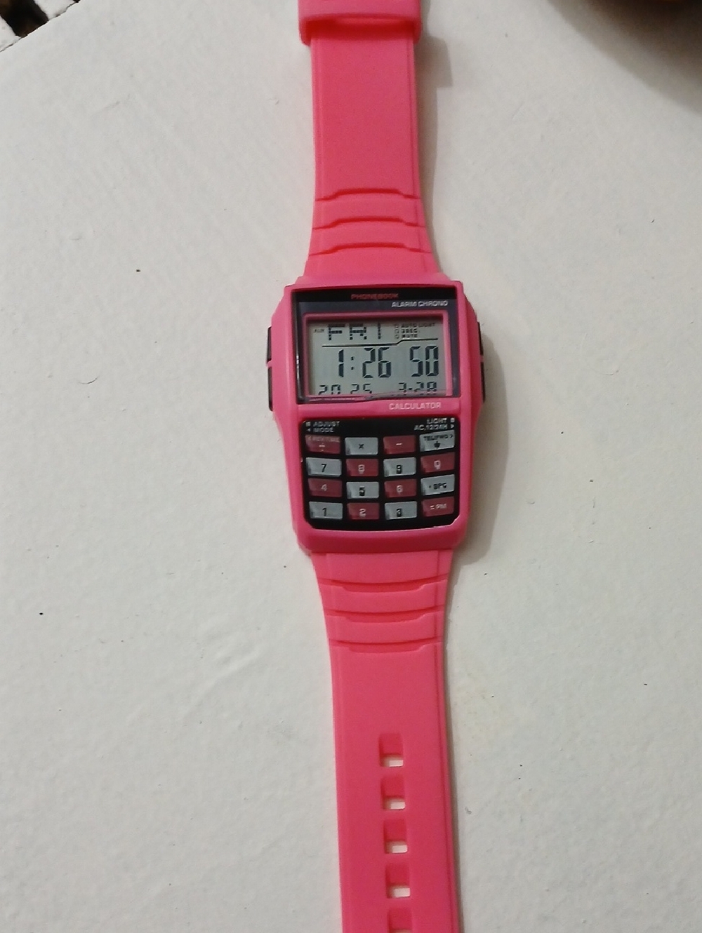 Pink Digital Calculator Watch